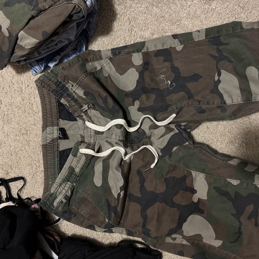 Camouflage Cargo Pants with Drawstring